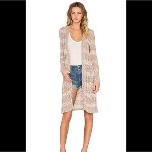 FREE PEOPLE 'Free Spirit' Long Length Linen Blend Cardigan Small